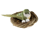 Handmade Small Artificial Feather Bird in Straw Nest with Eggs Garden Decor