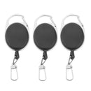 3Pack Retractable Extendable Nylon Wire 60cm Keychain Clip Badge Pull Key