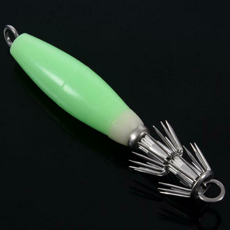 5x Noctilucent Squid Cuttlefish Sleeve Jig Fishing Lure Bait Head Hooks Fis