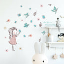 Flying butterfly girl wall stickers Girls room decoration art cartoon Wall De Cy