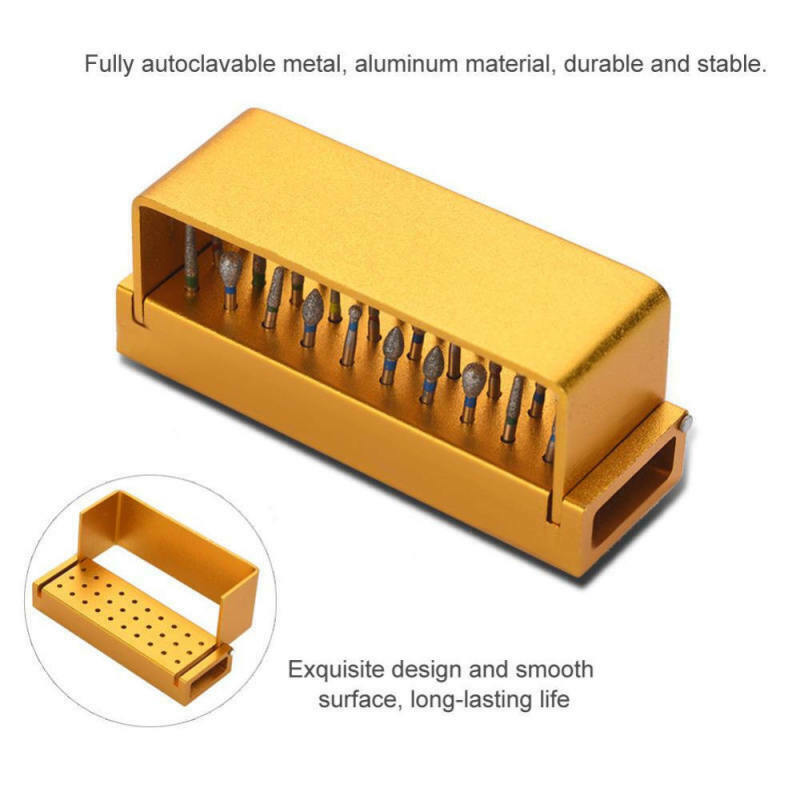 30 PCS Dental Diamond Burs Drill With Golden Dental High Speed Handpieces Holder