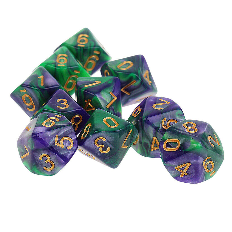 10pcs 10 Sided Dice D10 Polyhedral Dice for Dungeons and Dragons Table Games