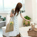 New Hand-Woven Hollowwork Straw Bag Paper Rope Grid Without Lining Women Be