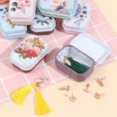 Mini Flower Tin Trinket Jewelry Coin Box Tinplate Storage Case Rectangul Sug Ew