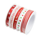 5 x 5 Meters of Styles 3/8" Christmas Grosgrain Fabric Satin Ribbon Set For Gift