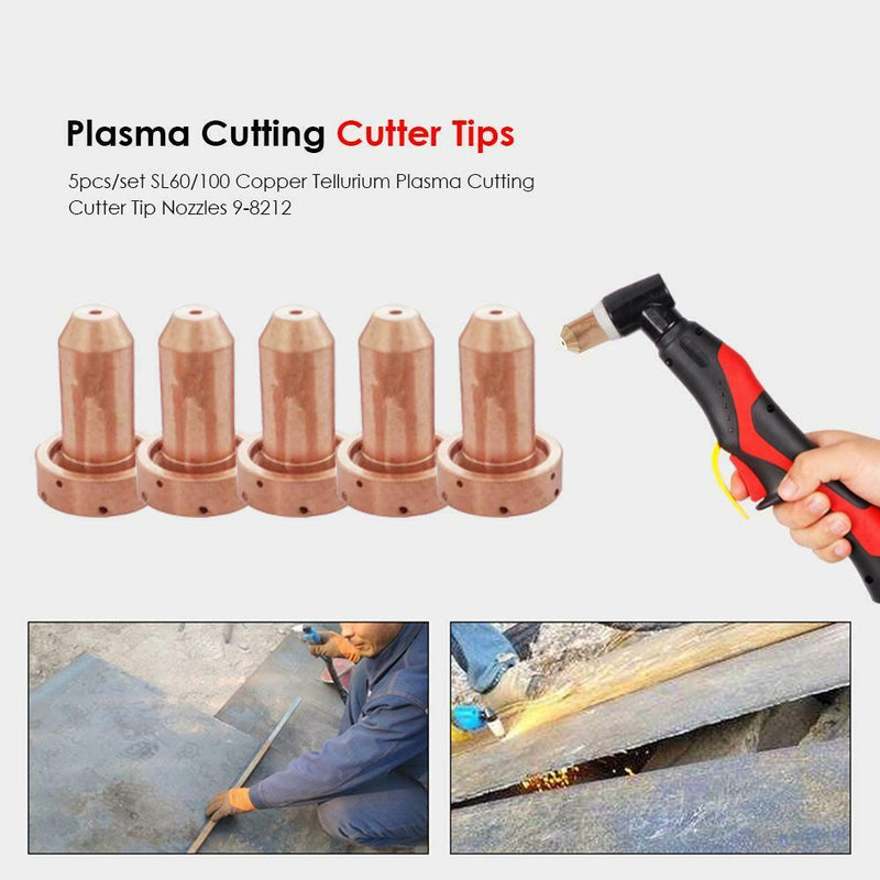 5pcs/set SL60/100 Copper Tellurium Plasma Cutting Cutter Tip Nozzles 9-8212