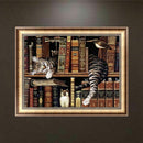 Bookshelf Cat Diy 5D Diamond Painting Embroidery Cross Stitch Home Decor Cr