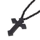 Prayer BEADS Ball Chain Cross Crucifix Wooden Pendant Unisex NECKLACE