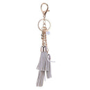 Synthetic Leather Tassel Keychain Car Key Chain Ornaments Bag Charm Gray