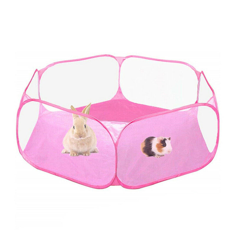 Foldable Play Pen Cage Hamster Rabbit Guinea Pig Gerbil Indoor/Outdoor Pink