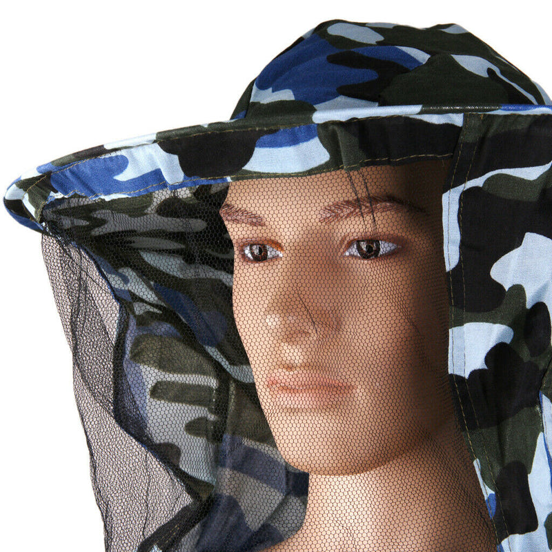 Beekeeping Jacket Veil Bee Protecting Suit Dress Smock Equipment Blue Camo