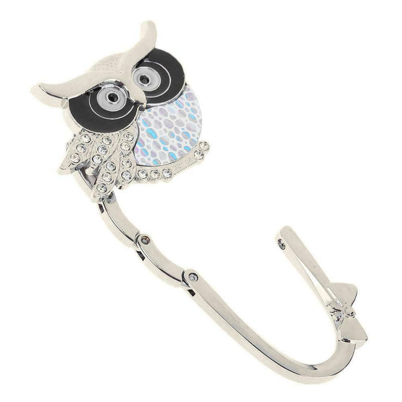Rhinestone Owl Folding Bag Handbag Purse Table Hook Hanger Holder