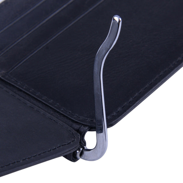 Black Men's Leather Wallet Cowhide Money Clip Credit Card Holder Purse