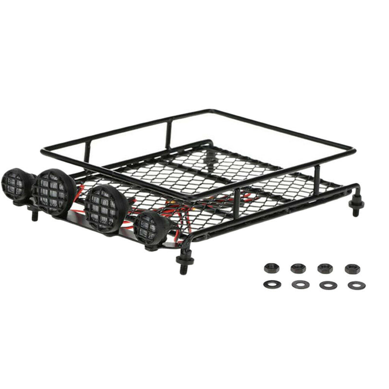 RC Luggage Roof Rack w/ 4 White LED Light Bars for 1/10th Traxxas Redcat HSP
