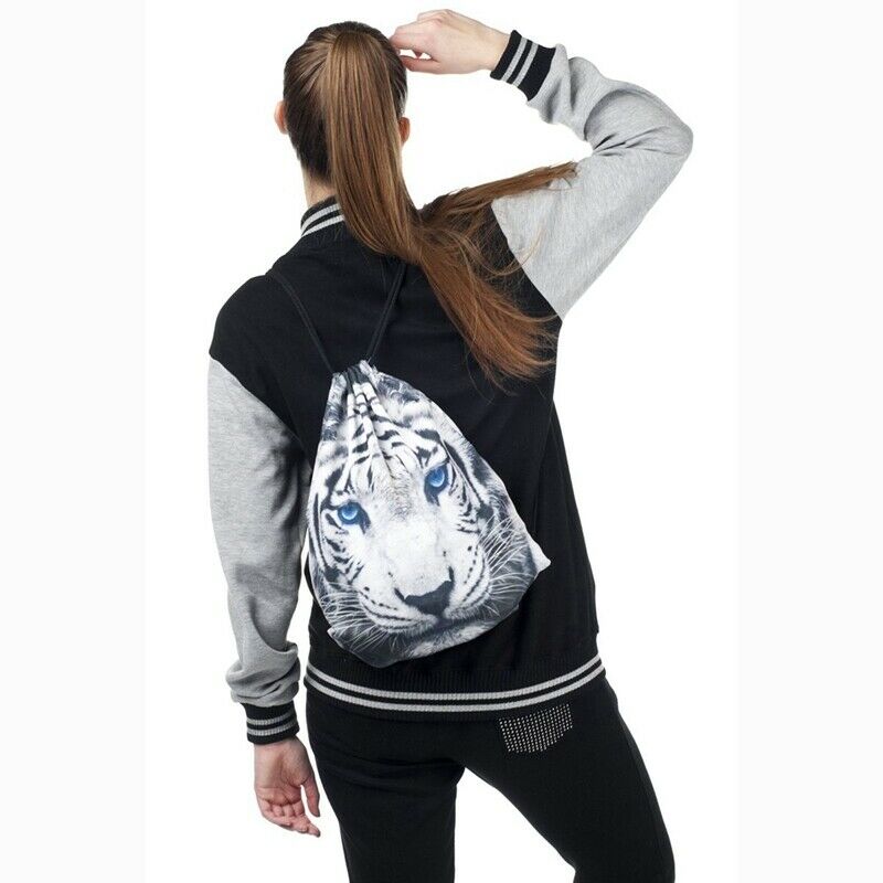 Pattern Drawstring Gym Bag Cute Backpack Gift Polyester School Rucksack R4H6