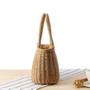 Summer Women Straw Small Shopping Tote Beach Shoulder Zipper Basket Handbag