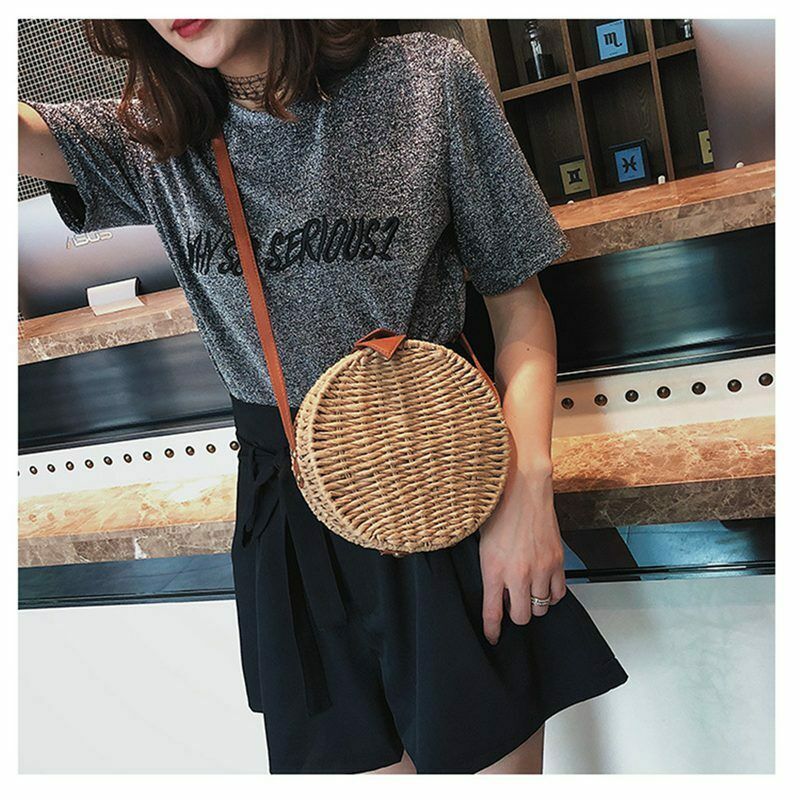 Natural Woven Straw Bag Shoulder Cross-Body Female Bag Seaside Holiday Bag  H5R6