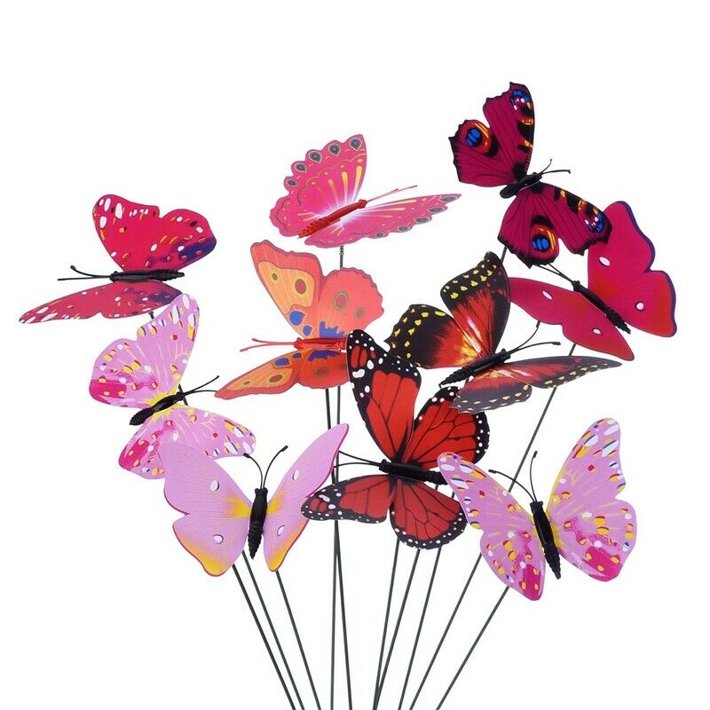 20 Pieces Garden Butterflies Stakes And 4 Pieces Dragonflies Stakes Garden