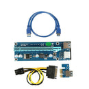 USB 3.0 PCI-E Express 1x To 16x GPU Extender Riser Card Adapter Power Cable nic