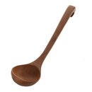 Home Kitchen Tableware Hook End Design Brown Wooden Soup Ladle 11.4 A1W7