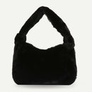 Women Winter Fur Handbag Plush Shoulder Underarm Bag Fashion Clutch (Black) A