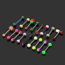 16 pcs Mixed Colors Plastic Balls Steel Barbell Tongue Bar Piercing Jew WPA