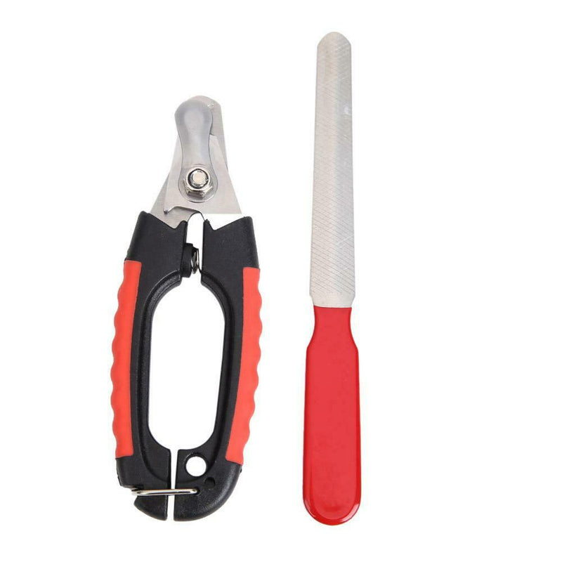 Stainless Steel Pet Nail Clipper Dog Cat Beauty Scissors Nail File (Red S)