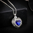 Urn Cremation Heart Blue Crystal Pendant Ash Holder Memorial Necklace Jewelry JR