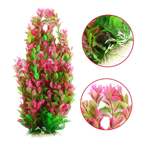 46CM Rhodo Green Plastic Water Plant for Aquarium Fish Tank Ornament Decor #