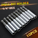10 Pc Socket Drill Bit Holders Hex Shank Magnetic Extension For Screwdriver UVF