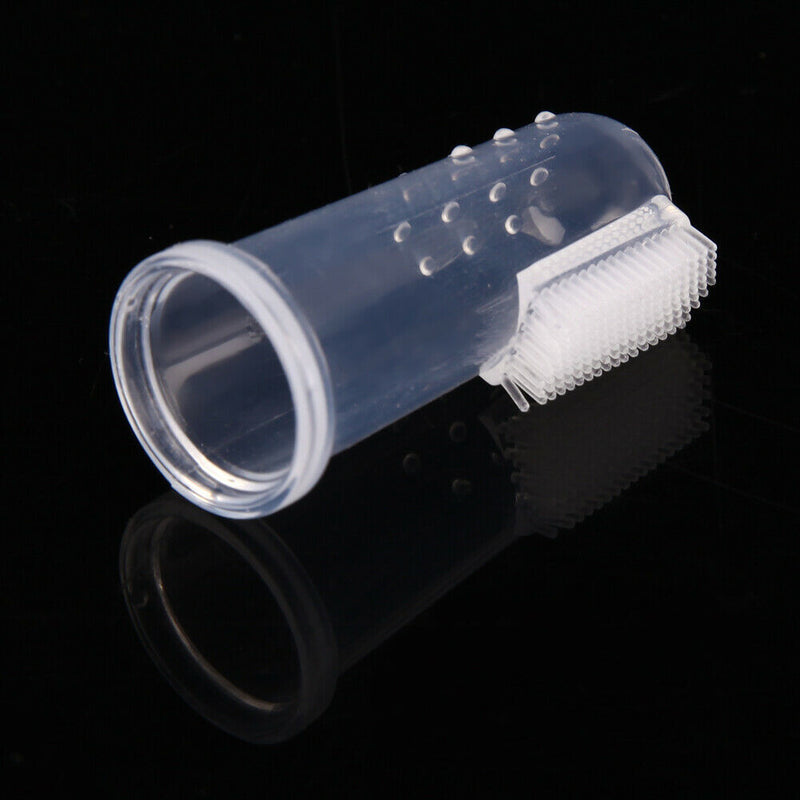 Pet Finger Toothbrush Silicone Dog Tooth Cleaner Cat Teeth Cleaning(Pink)