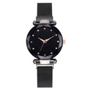 Elegant Magnet Buckle Watches Women Star Sky Dial Quartz Wristwatch (Black)