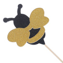 12Pcs Honeybee Fruit Picks Shiny Bee Paper Cupcake Toppers Party Dessert Decor