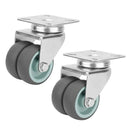 2Pcs Edl 3 Inch Mini Small 35Kg Tpe Tpr Wheels Castors Plate Double Bearing