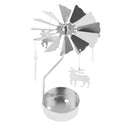4xRotary Metal Tea Light Candle Holder Snowflake E Tree Owl Stand