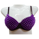 women Black bottom rivet Bra Purple M