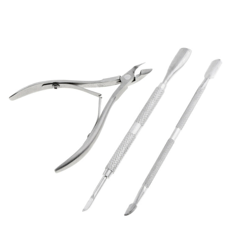 Stainless Steel Nail Cuticle Spoon Pusher Remover Cutter Nipper Clipper Set