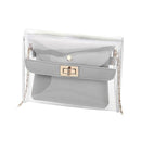 2pcs Women Transparent Crossbody Bag Clutch Jelly Bag Shoulder Bag (Grey) A