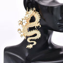 Elegant Women Exaggerated Dragon Carved Stud Earrings Drop Dangle Jewelry Gift
