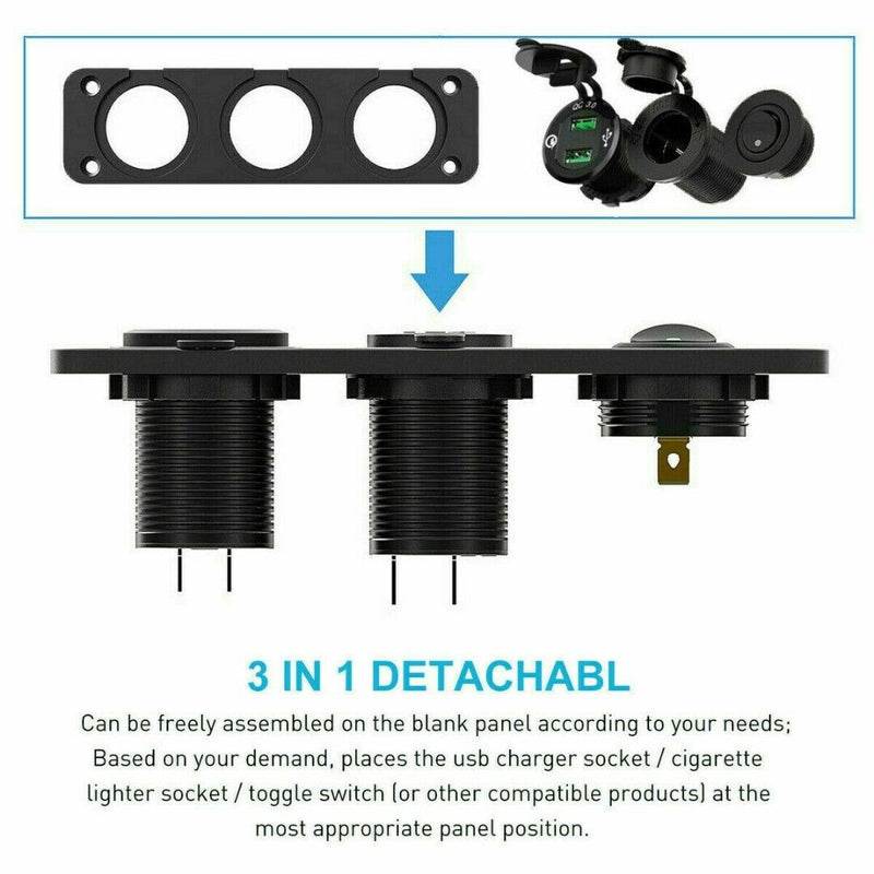 12V-24V Car Cigarette Lighter Socket + Dual USB Charger + Voltmeter Panel l-