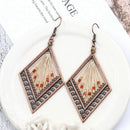 Fashion Women'S Ethnic Silk Rhombus Alloy Beads Drop Earrings Fashion Jewel