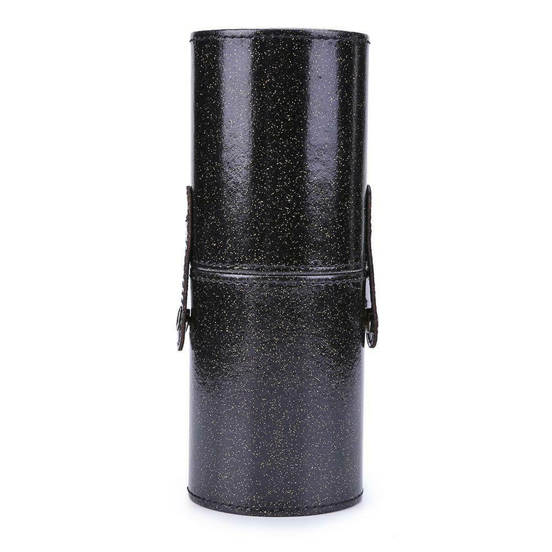 Portable PU Leather Cosmetic Storage Box Makeup Pen Brush Cup (S Black) A