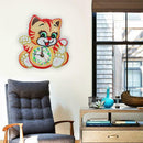 DIY Full Drill Diamond Painting Kitten Clock Pendants Embroidery Mosaic Kit