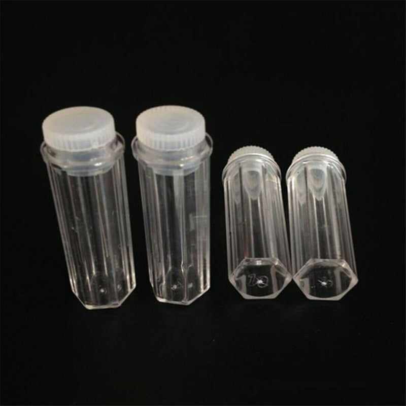 5PCS Clear Empty Hexagonal Plastic Pill Bottle Cap Medicine Capsule Container