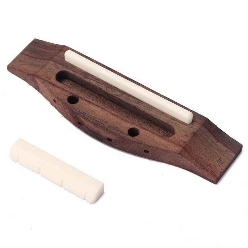 4 String Guitar Ukulele Rosewood Bridge Set Saddle Nut for Musical Instrume