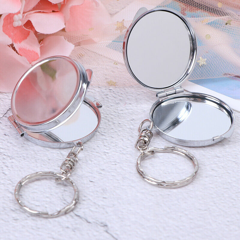 Personalised Folding Mirror Key Ring Keychain Portable Compact  CosmetE Gw