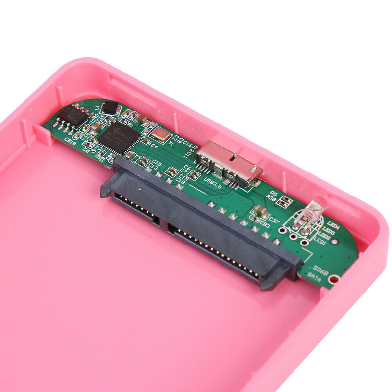2.5 inch USB 3.0 Hard Disk Enclosure 6Gbps HDD SSD External Case (Pink)
