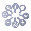 8pcs Valentine Printing Pattern Coffee Milk Template Mold Strew Spray Pad
