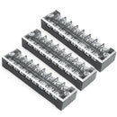 3 Pcs 600V 25A 8 Positions Dual Rows Covered Barrier Screw Terminal Block S