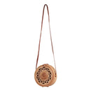 Woven Rattan Bag Round Straw Shoulder Bag Small Beach Handbags Women Summer E4D1